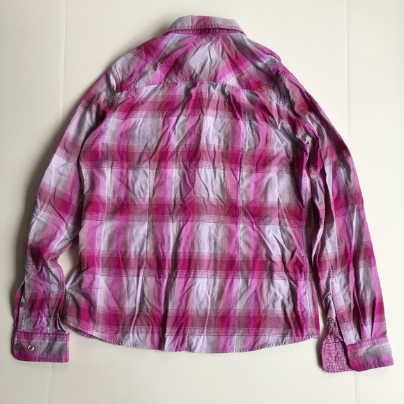 Marmot Women Size L Pink White Plaid Shirt - Picture 8 of 11